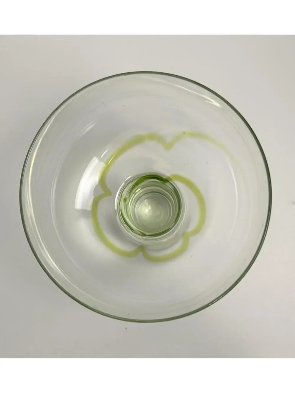 Pier 1 Mouth Blown Margarita Glass wirh Lovely Green Swirl on Stem and Bowl.
